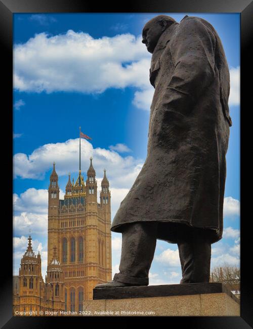 The Bold Voice of Churchill Framed Print by Roger Mechan