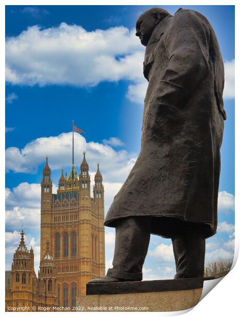 The Bold Voice of Churchill Print by Roger Mechan