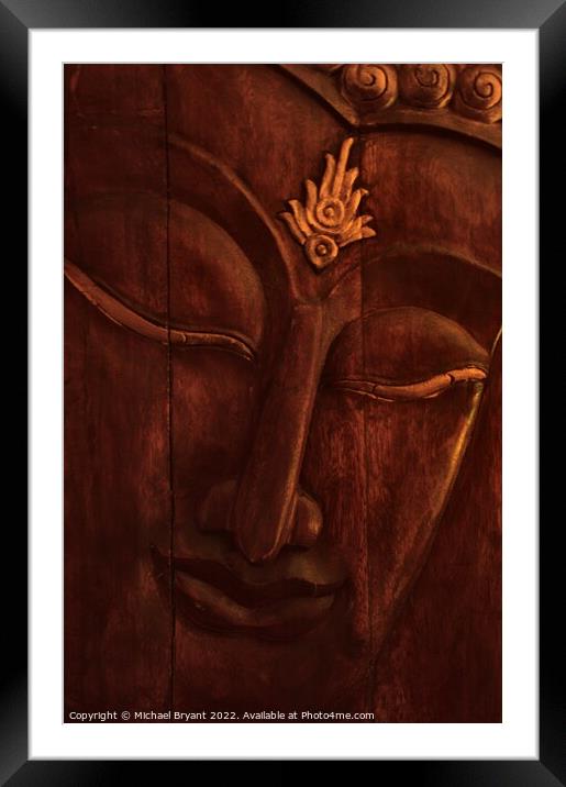Wooden budha Framed Mounted Print by Michael bryant Tiptopimage