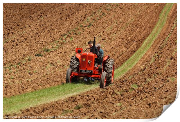 Ploughing the Land. Print by Glyn Evans