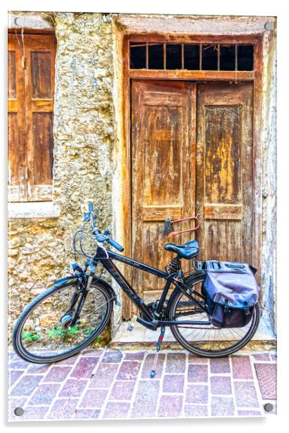 Bicycle and old doors Acrylic by Kevin Hellon