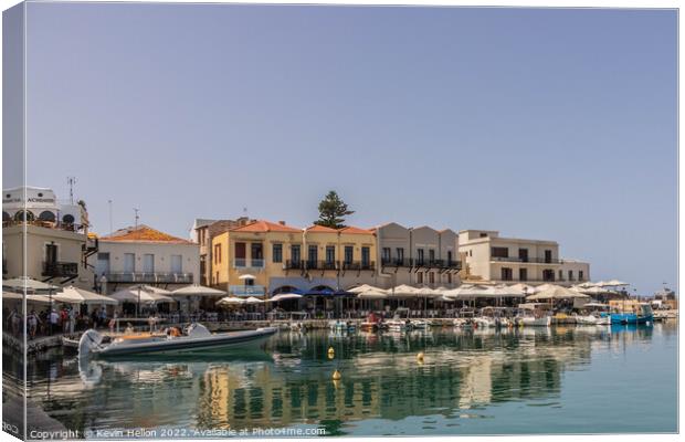 The Venetian Harbour, Rethymnon Canvas Print by Kevin Hellon