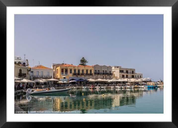 The Venetian Harbour, Rethymnon Framed Mounted Print by Kevin Hellon