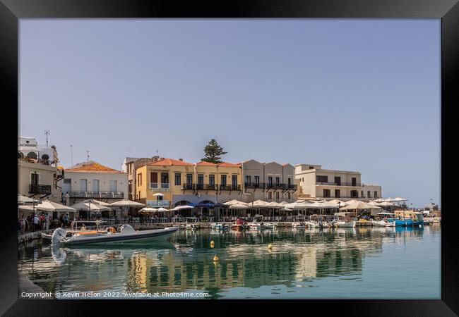 The Venetian Harbour, Rethymnon Framed Print by Kevin Hellon