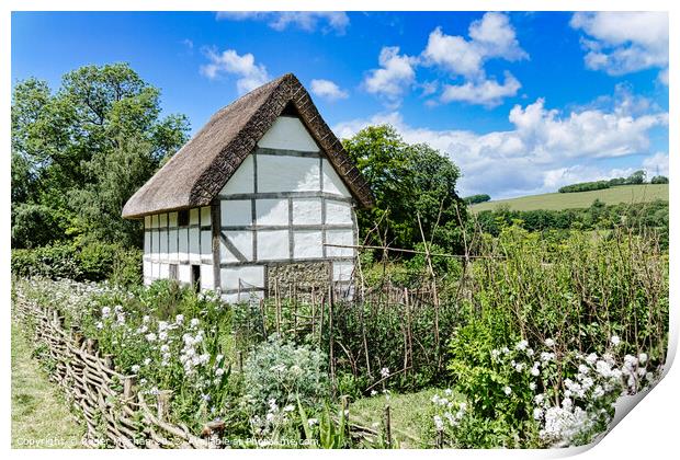 Enchanting Half-Timbered Cottage in a Blossoming G Print by Roger Mechan