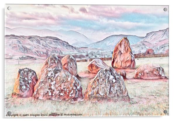 Castlerigg Stone Circle and the fells to the south Acrylic by Keith Douglas
