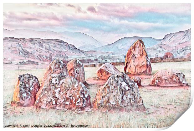 Castlerigg Stone Circle and the fells to the south Print by Keith Douglas