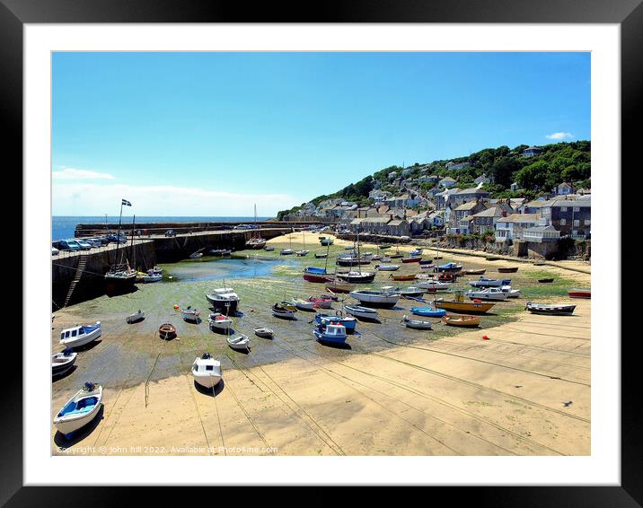 Mousehole at low tide, Cornwall. Framed Mounted Print by john hill