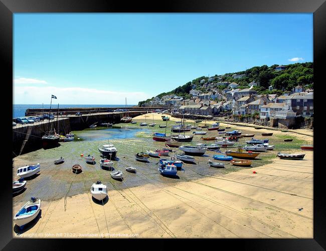 Mousehole at low tide, Cornwall. Framed Print by john hill