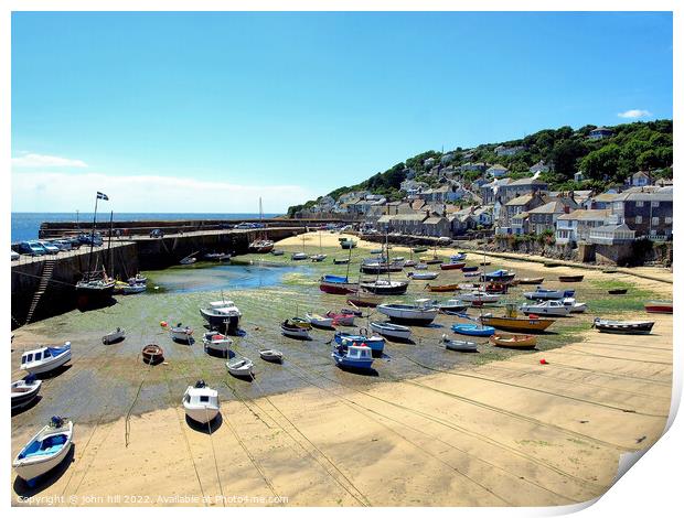 Mousehole at low tide, Cornwall. Print by john hill