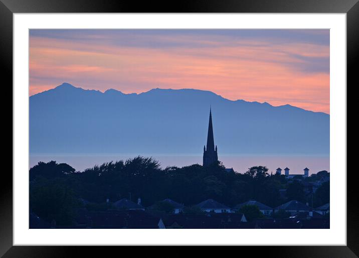 Panoramic view of Arran from Ayr at dusk Framed Mounted Print by Allan Durward Photography
