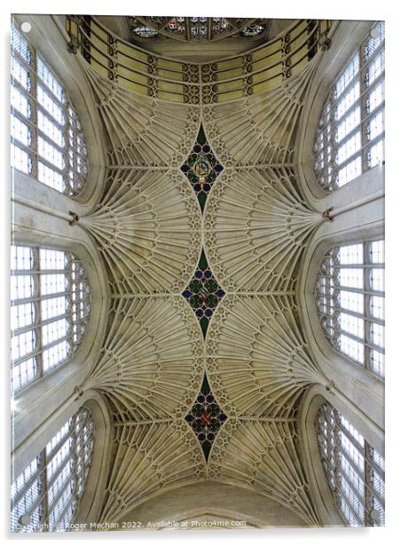 The Intense Beauty of Bath Abbey's Fan Vaulted Cei Acrylic by Roger Mechan