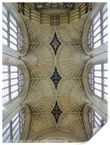 The Intense Beauty of Bath Abbey's Fan Vaulted Cei Print by Roger Mechan
