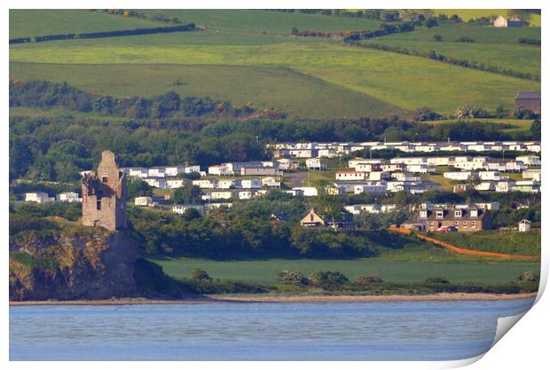 Greenan Castle and Greenan cottages Print by Allan Durward Photography
