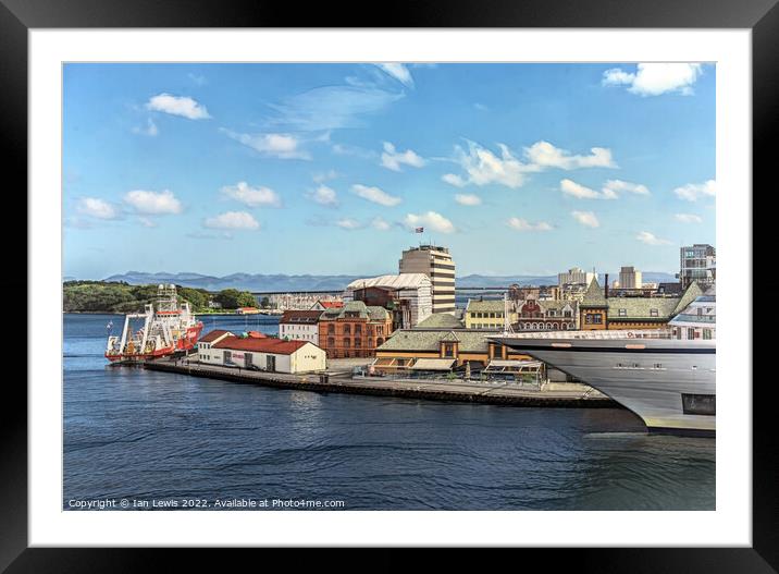 Stavanger Harbourside as Digital Art Framed Mounted Print by Ian Lewis