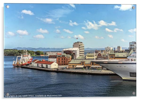 Stavanger Harbourside as Digital Art Acrylic by Ian Lewis