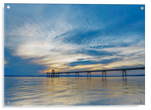 Clevedon Pier on a cloudy evening Acrylic by Rory Hailes