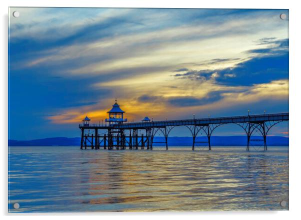 Clevedon Pier on a calm and tranquil evening Acrylic by Rory Hailes