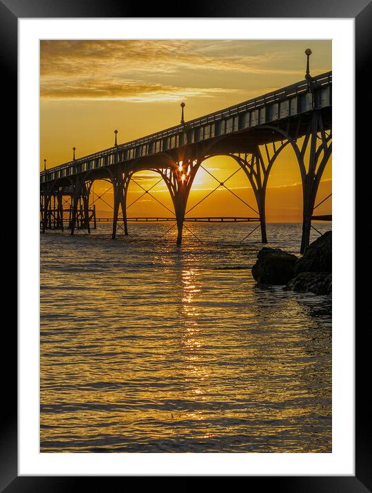 Clevedon Pier at sunset Framed Mounted Print by Rory Hailes