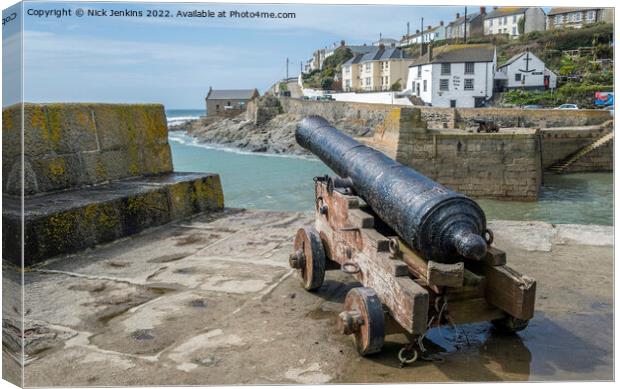 Porthleven Harbour Cannons Cornwall Canvas Print by Nick Jenkins
