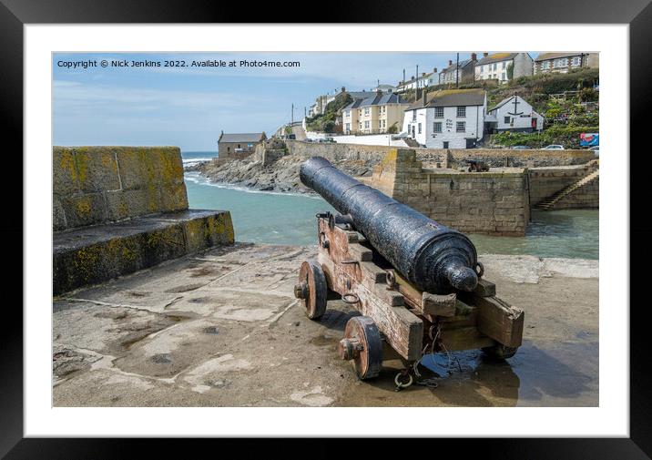 Porthleven Harbour Cannons Cornwall Framed Mounted Print by Nick Jenkins