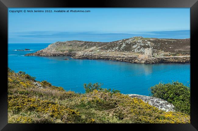 Tresco and Cromwells Castle Looking from Bryher Framed Print by Nick Jenkins