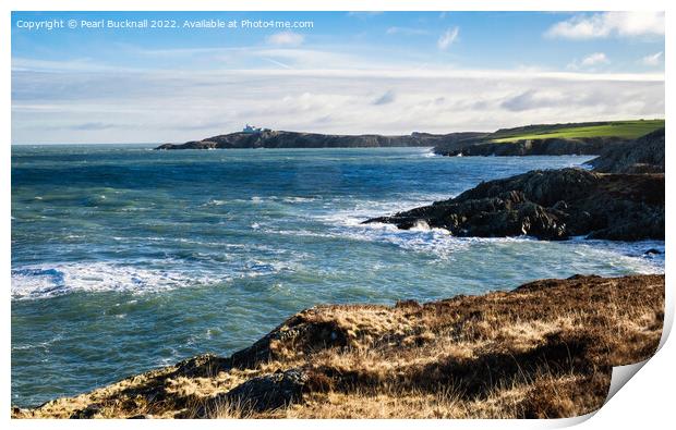 Rocky Coastline on Anglesey Wales Print by Pearl Bucknall