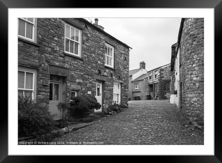 Street view in the village of Dent, Yorkshire Dales Framed Mounted Print by Richard Long