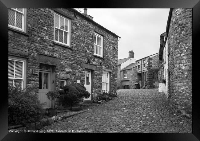 Street view in the village of Dent, Yorkshire Dales Framed Print by Richard Long