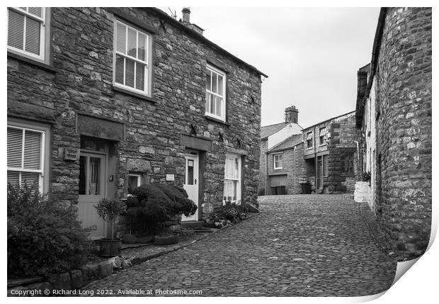 Street view in the village of Dent, Yorkshire Dales Print by Richard Long