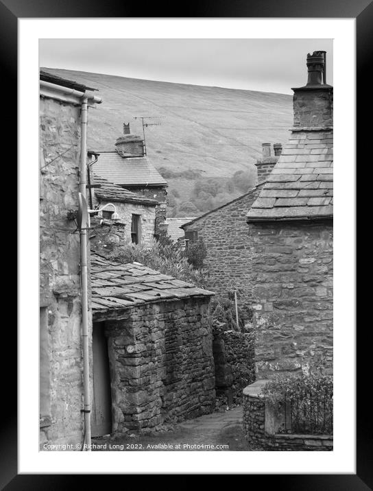 Narrow pathway between cottages in Dent Framed Mounted Print by Richard Long