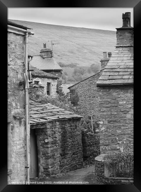 Narrow pathway between cottages in Dent Framed Print by Richard Long