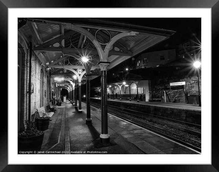 Illuminated Charm of Knaresborough Station Framed Mounted Print by Janet Carmichael