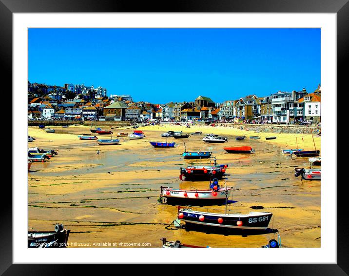 St. Ives at low tide, Cornwall. Framed Mounted Print by john hill