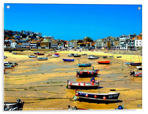 St. Ives at low tide, Cornwall. Acrylic by john hill