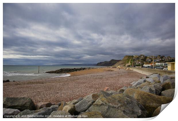 West bay pebble beach Print by Ann Biddlecombe