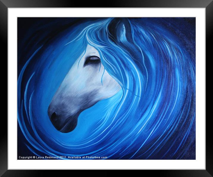 Sea horse in Blue Framed Mounted Print by Laura Dawnsky