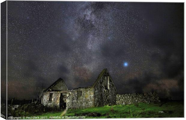 Derelict Croft under the Stars Canvas Print by Paul Clark