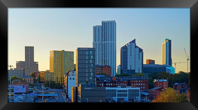 Leeds Skyline Sunset Framed Print by Darren Galpin