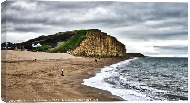 West bay's famous cliffs  Canvas Print by Ann Biddlecombe