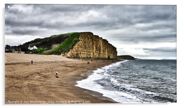 West bay's famous cliffs  Acrylic by Ann Biddlecombe