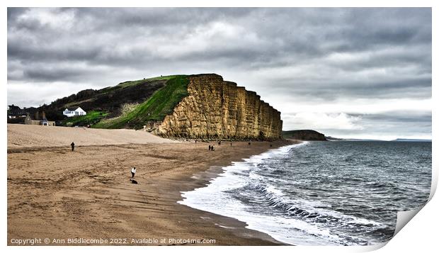 West bay's famous cliffs  Print by Ann Biddlecombe
