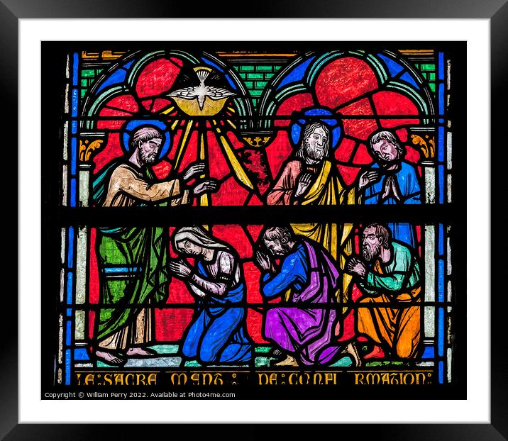 Jesus Stained Glass Notre Dame Church St Marie Mont Normandy Fra Framed Mounted Print by William Perry
