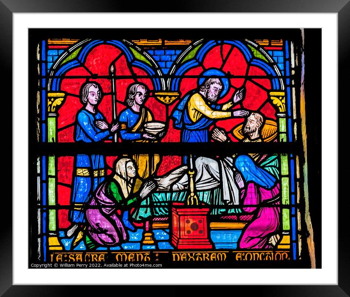 Healing Stained Glass Notre Dame Church St Marie Mont Normandy F Framed Mounted Print by William Perry