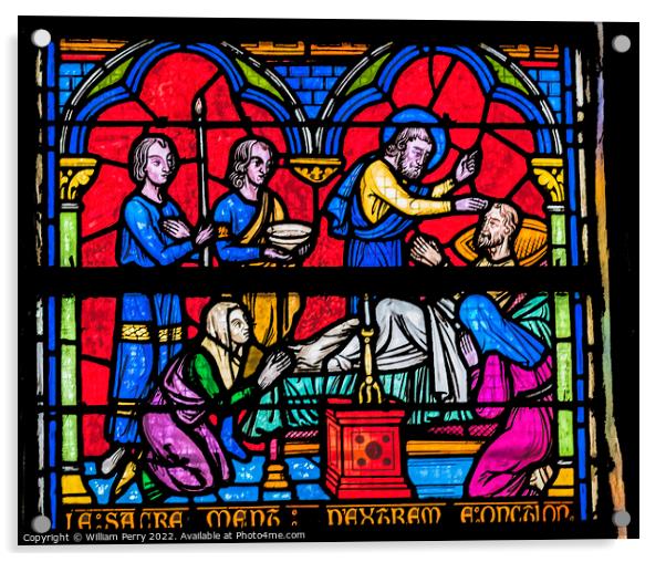 Healing Stained Glass Notre Dame Church St Marie Mont Normandy F Acrylic by William Perry