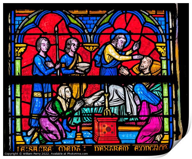 Healing Stained Glass Notre Dame Church St Marie Mont Normandy F Print by William Perry