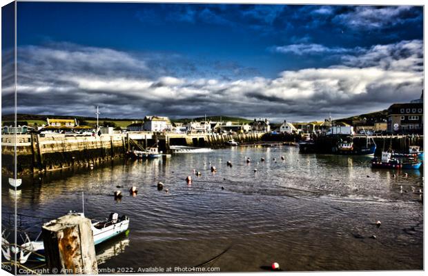 West bay dramatic harbour  Canvas Print by Ann Biddlecombe