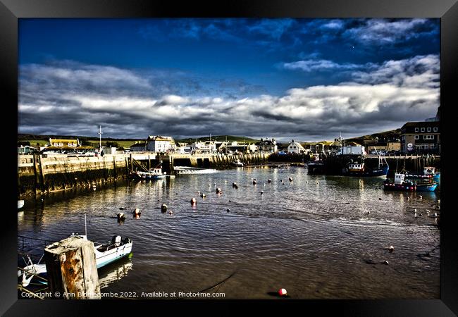 West bay dramatic harbour  Framed Print by Ann Biddlecombe