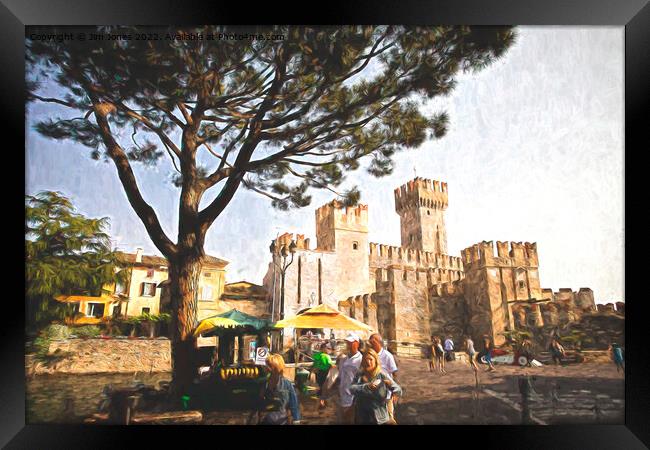 Sirmione Scaliger Castle with artistic filter Framed Print by Jim Jones