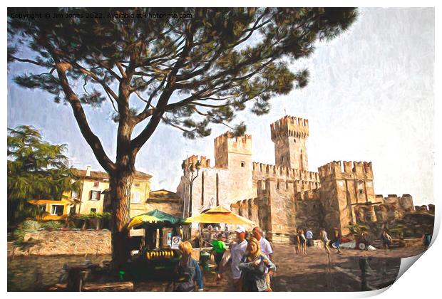 Sirmione Scaliger Castle with artistic filter Print by Jim Jones